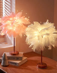 Bedroom LED Night Light Feather Table Lamp Bedside Lamp Modern Wedding Decoration Small Lantern Festive Gift Ins Girl Heart