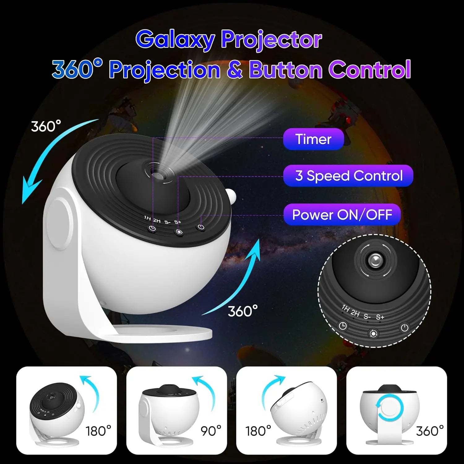 Bedroom Galaxy Projector Night Light HD Image Star Projector 13 Film Discs Kids Planetarium Projector 360° Rotation Galaxy Light