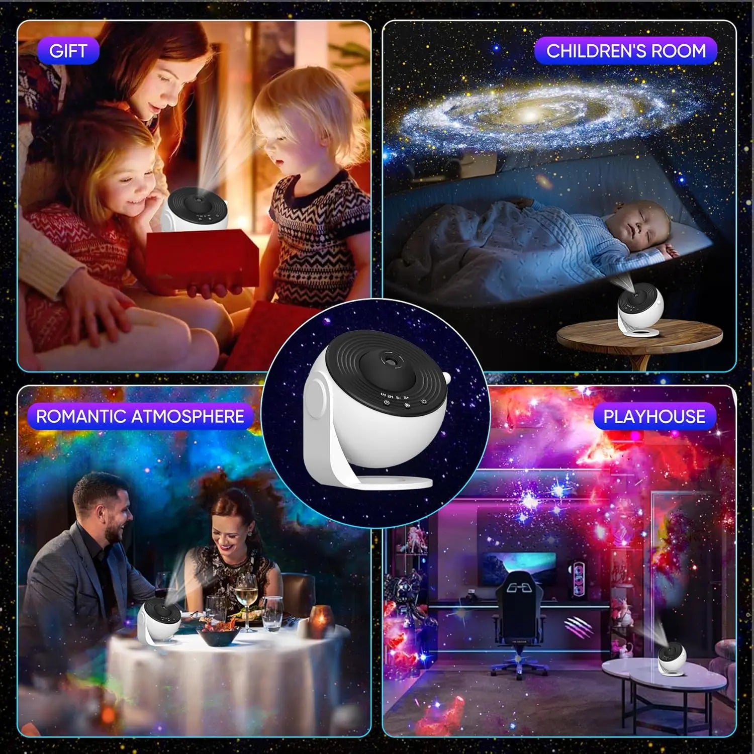 Bedroom Galaxy Projector Night Light HD Image Star Projector 13 Film Discs Kids Planetarium Projector 360° Rotation Galaxy Light