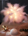Bedroom LED Night Light Feather Table Lamp Bedside Lamp Modern Wedding Decoration Small Lantern Festive Gift Ins Girl Heart