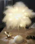 Bedroom LED Night Light Feather Table Lamp Bedside Lamp Modern Wedding Decoration Small Lantern Festive Gift Ins Girl Heart