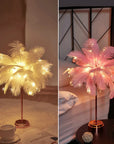 Bedroom LED Night Light Feather Table Lamp Bedside Lamp Modern Wedding Decoration Small Lantern Festive Gift Ins Girl Heart